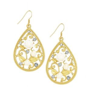 White Rose Golden Earrings